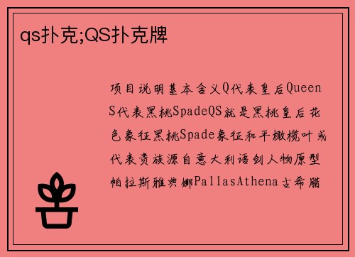 qs扑克;QS扑克牌